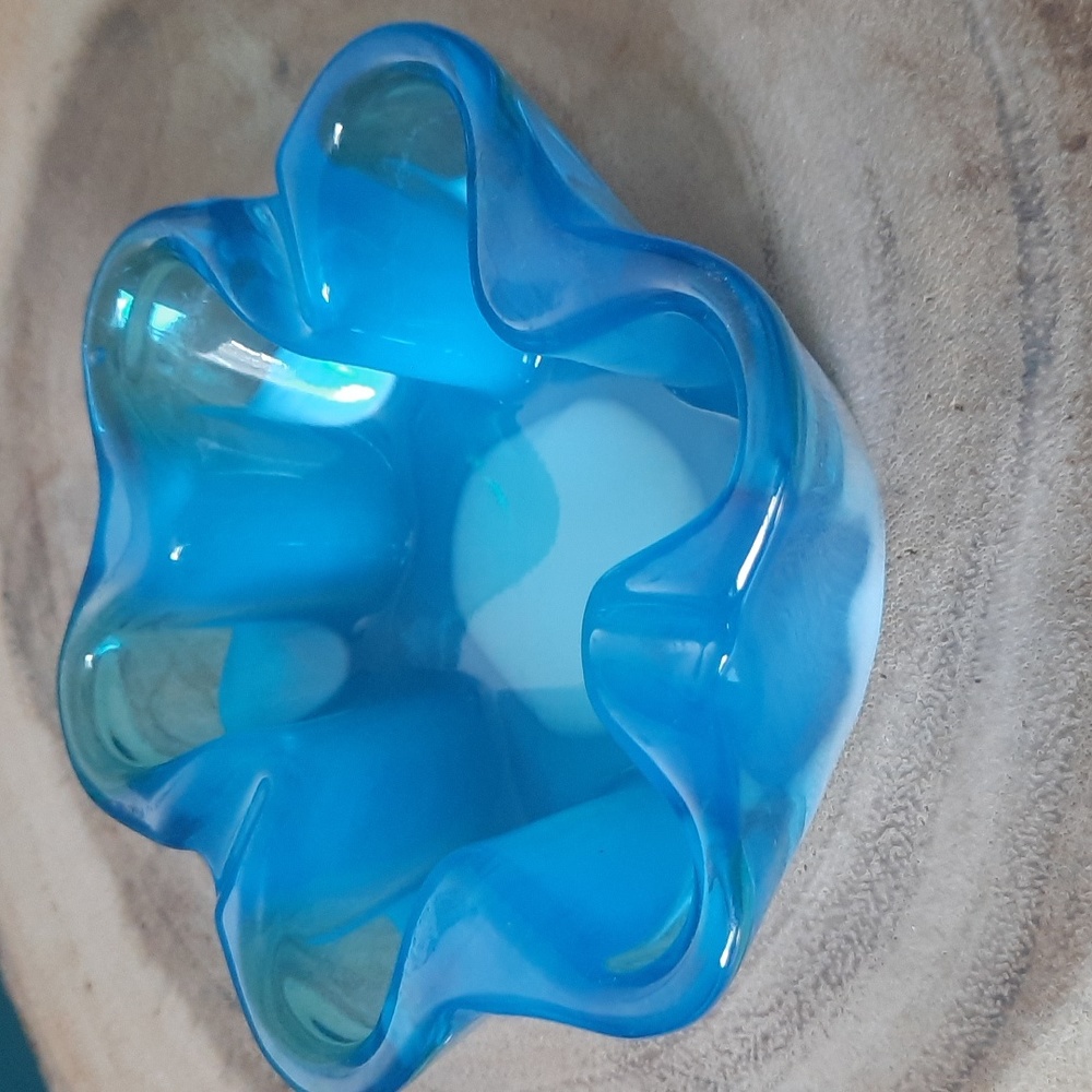 Blue Art Glass Ashtray